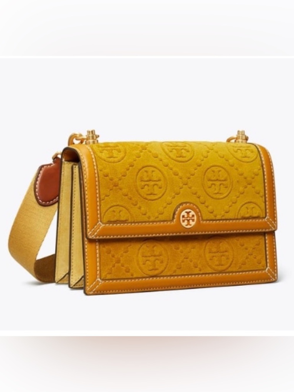 Tory Burch Small T Monogram Suede Embossed Shoulder Bag